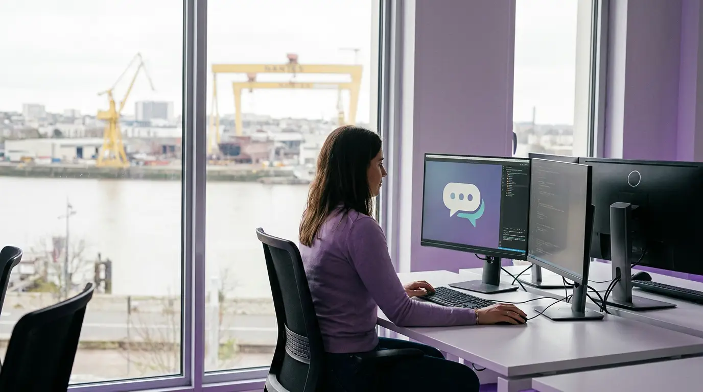 Poste de travail relié à un agent conversationnel IA à Nantes.
