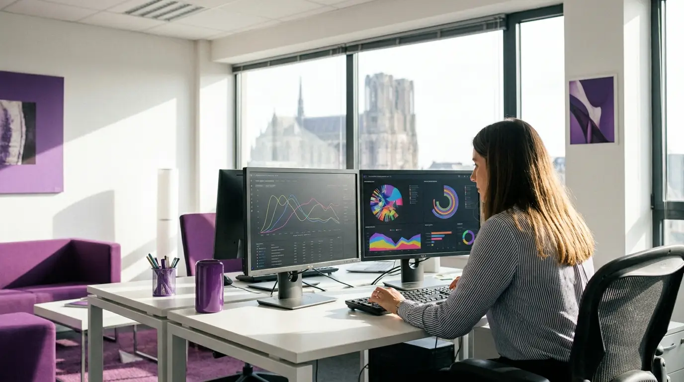 Analyse de campagnes publicitaires sur double écran à Reims.