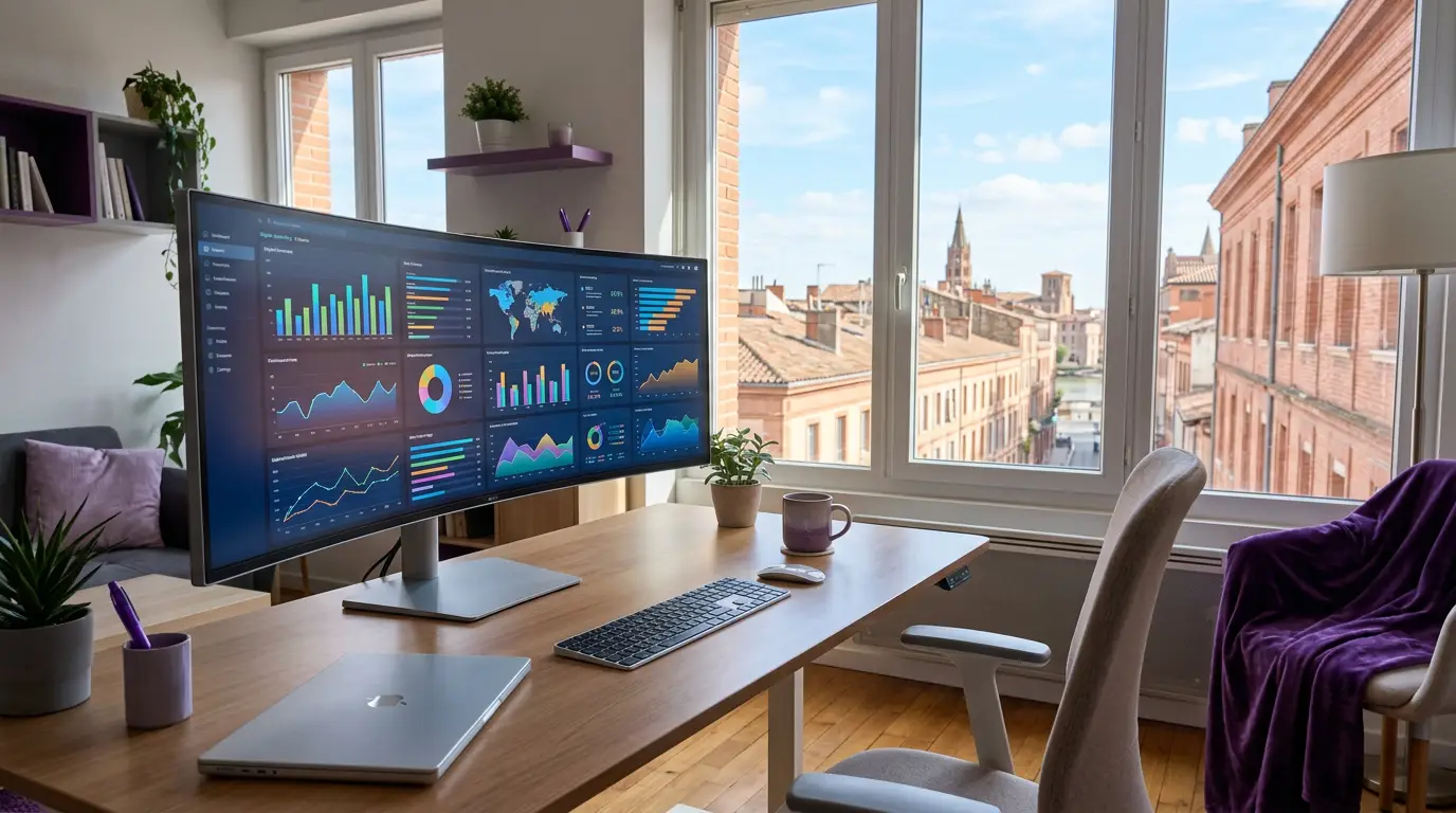 Analyse de campagne Google Ads depuis un bureau toulousain.