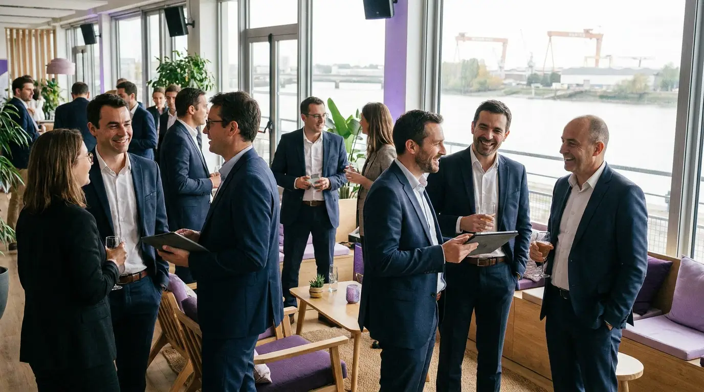 Échanges professionnels lors d'un événement B2B à Nantes.