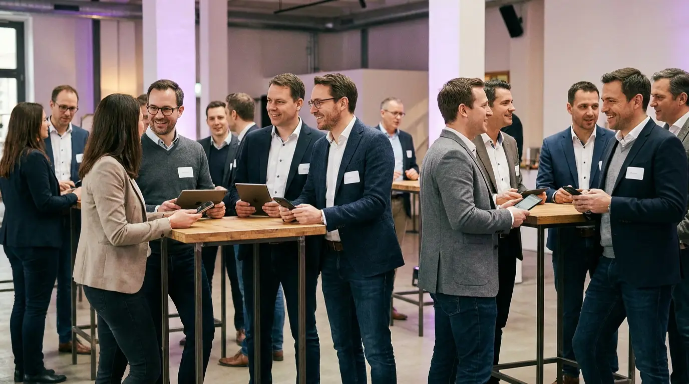 Professionnels échangeant lors d'un événement de networking B2B