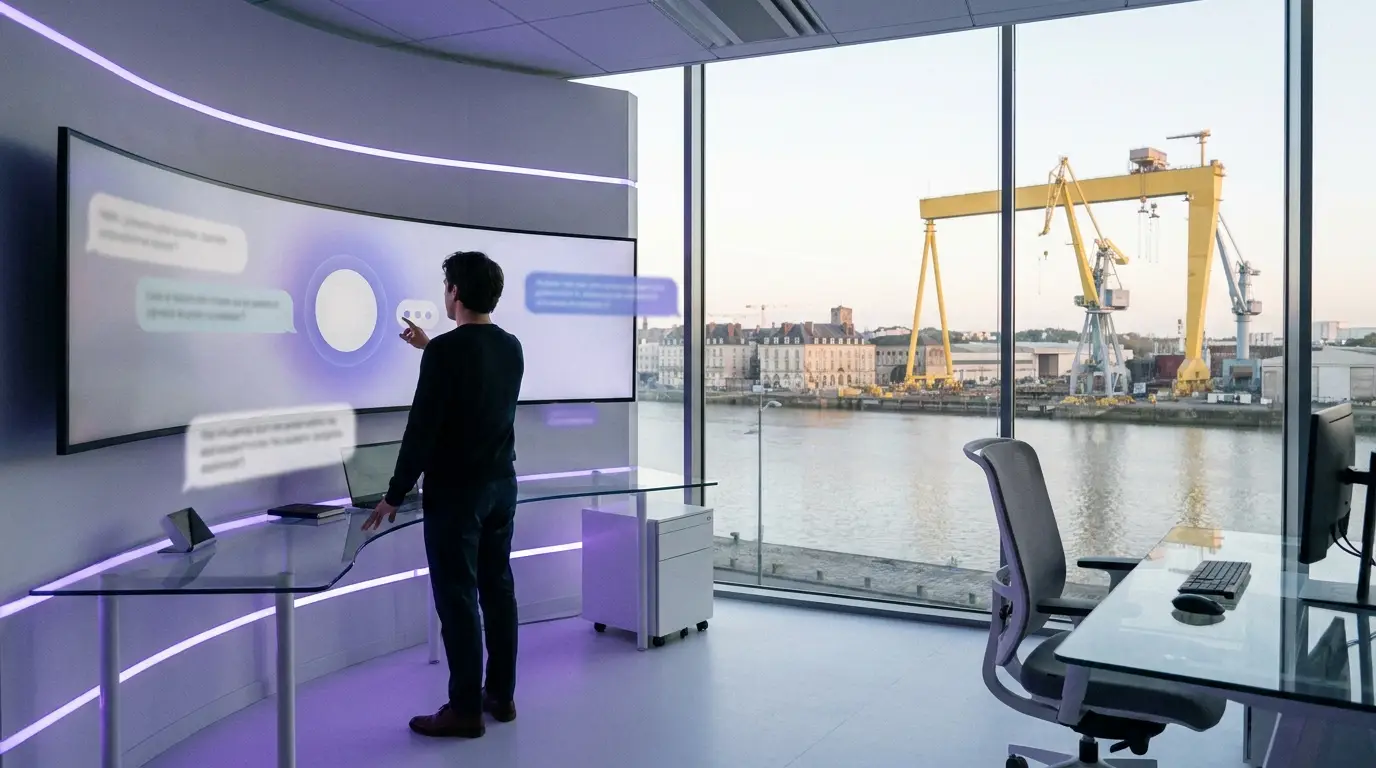Interaction avec un assistant d'intelligence artificielle à Nantes.
