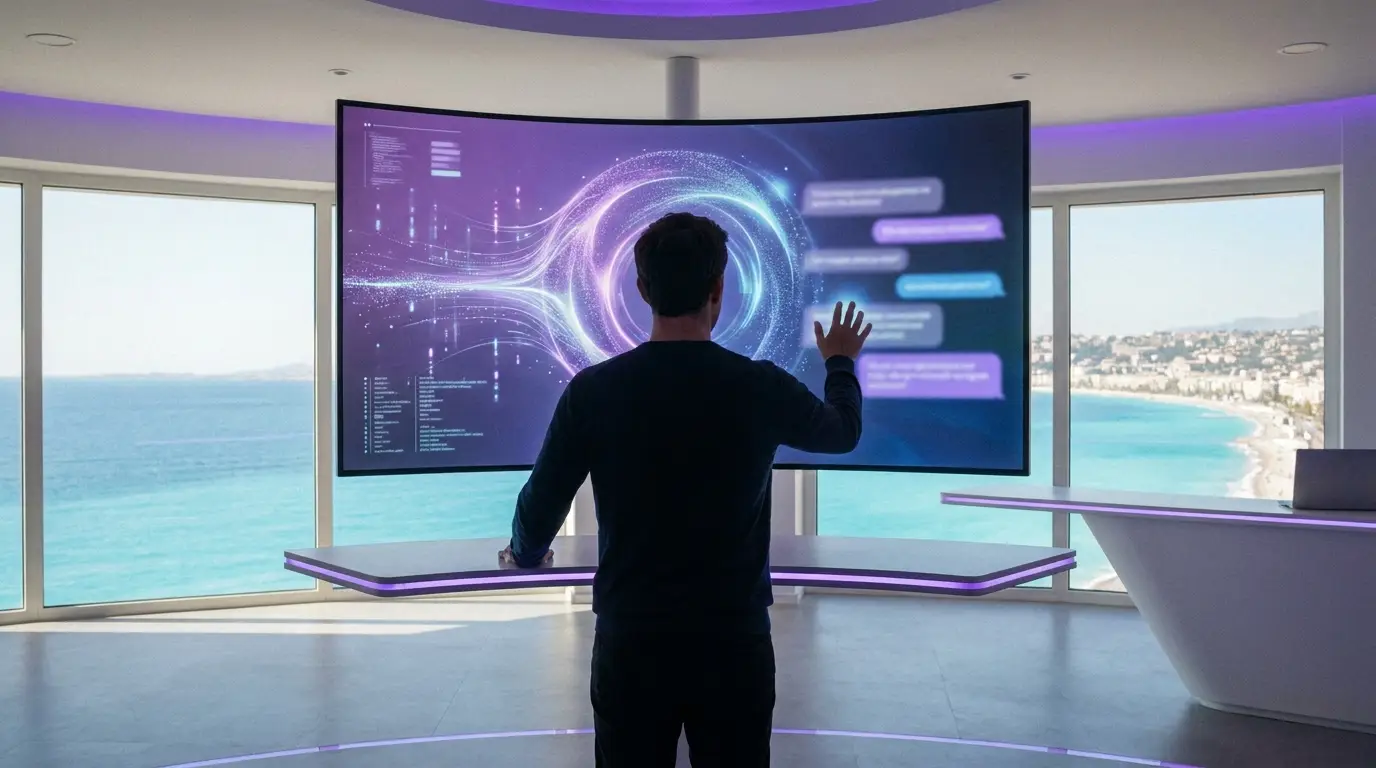 Interaction avec un assistant d'intelligence artificielle à Nice.