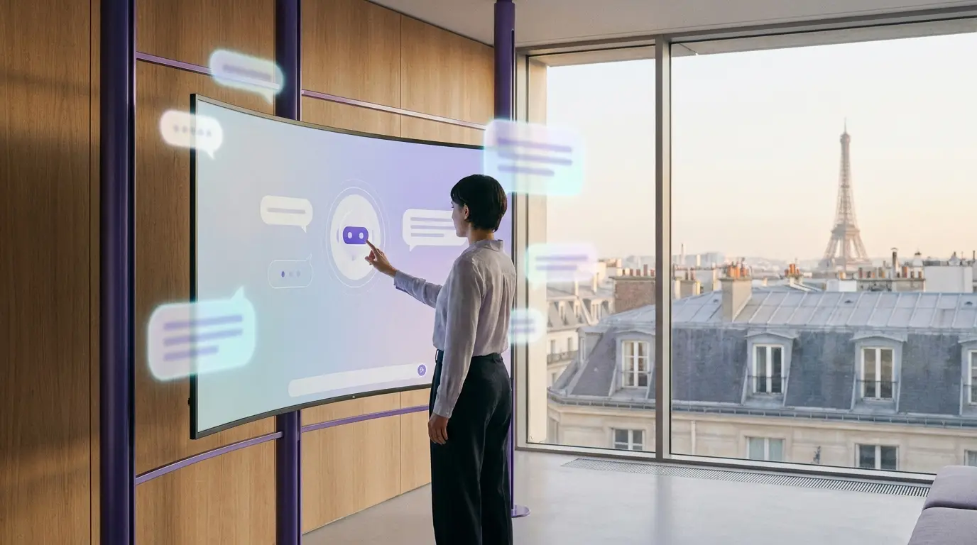 Interaction avec un assistant d'intelligence artificielle à Paris.