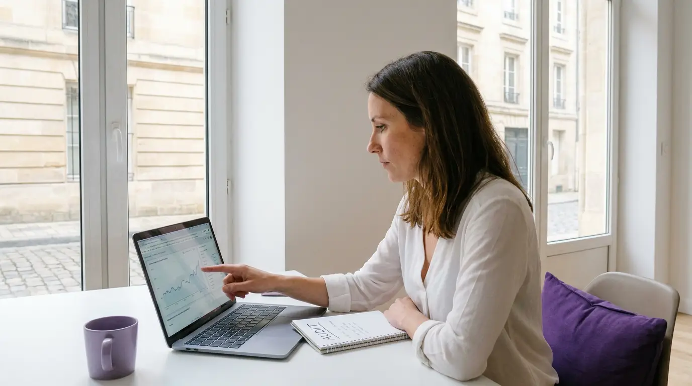 Analyse de la visibilité d'un site sur un ordinateur à Bordeaux.