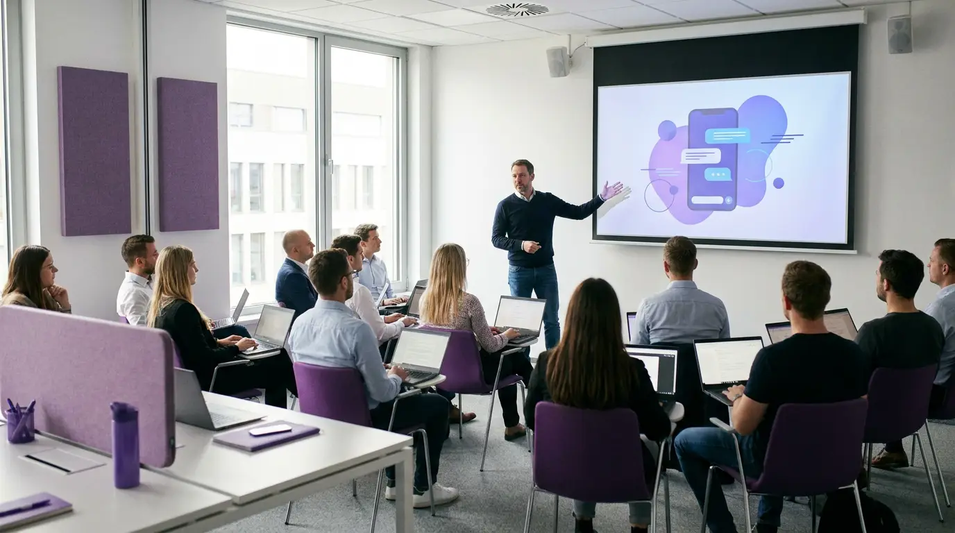 Session de formation à l'intelligence artificielle en entreprise.