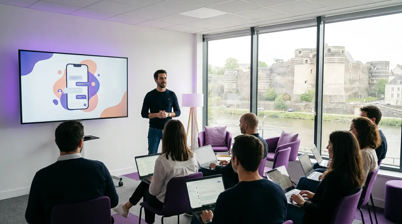 Session de formation à l'intelligence artificielle en entreprise à Angers.