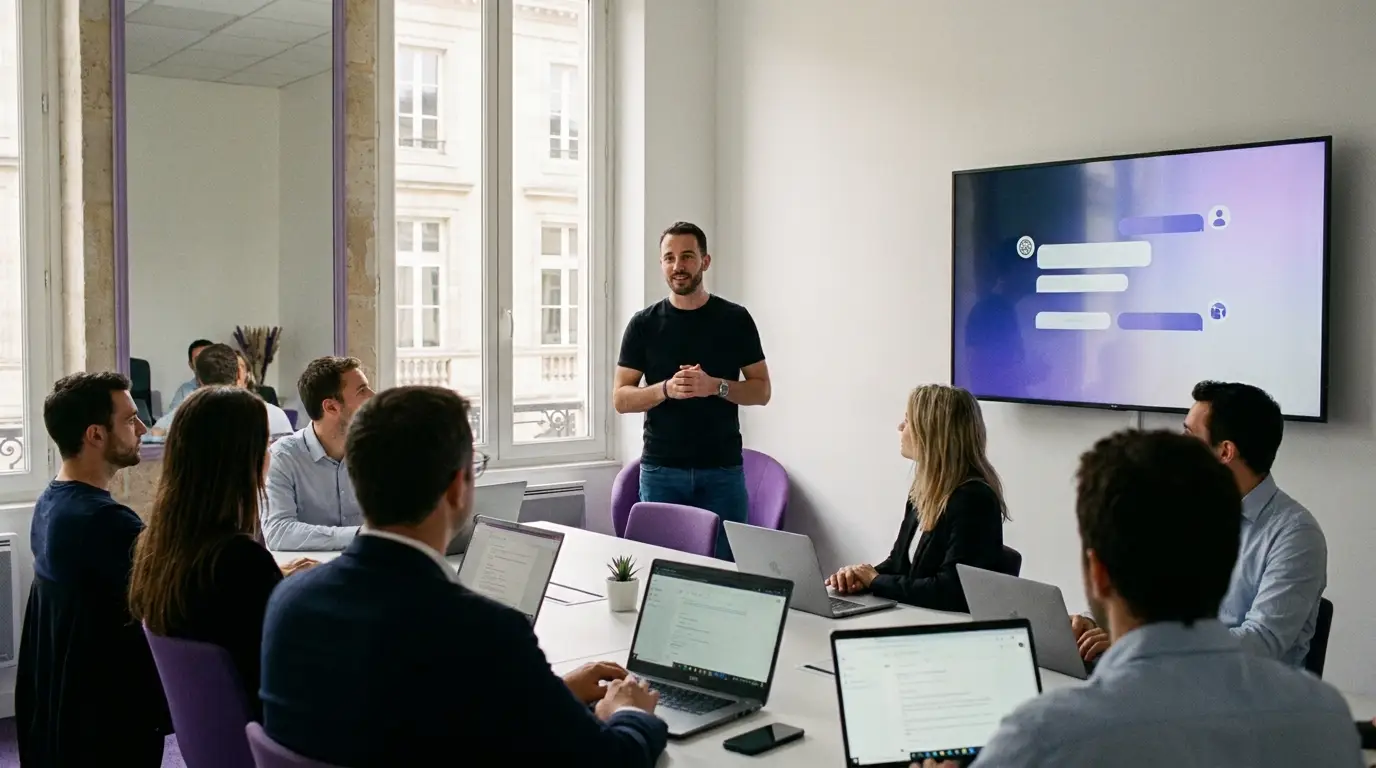Session de formation à l'intelligence artificielle en entreprise à Bordeaux.