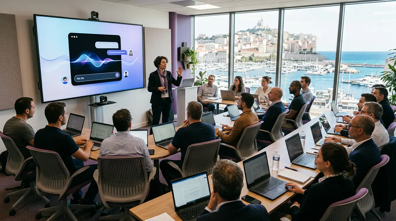 Session de formation à l'intelligence artificielle en entreprise à Marseille.