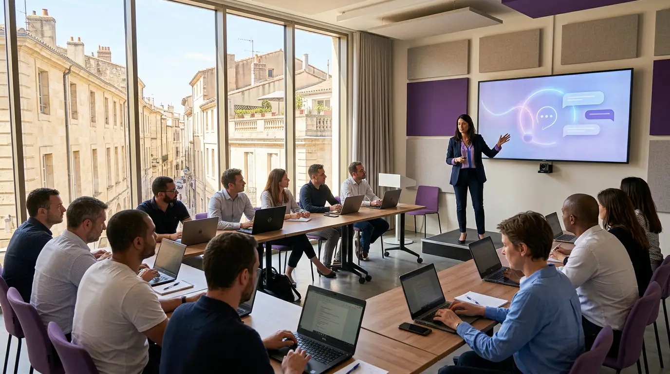 Session de formation à l'intelligence artificielle en entreprise à Montpellier.