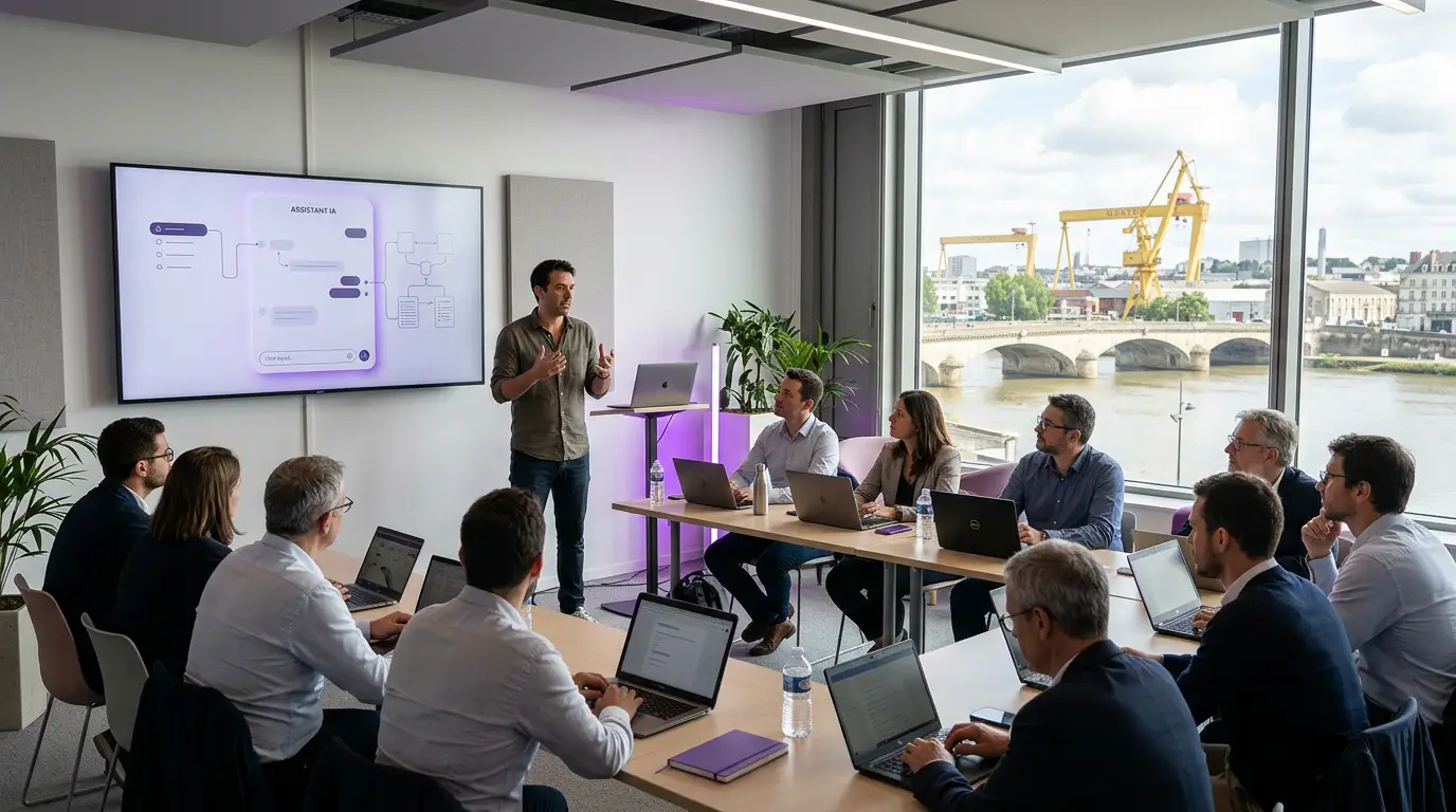 Session de formation à l'intelligence artificielle en entreprise à Nantes.