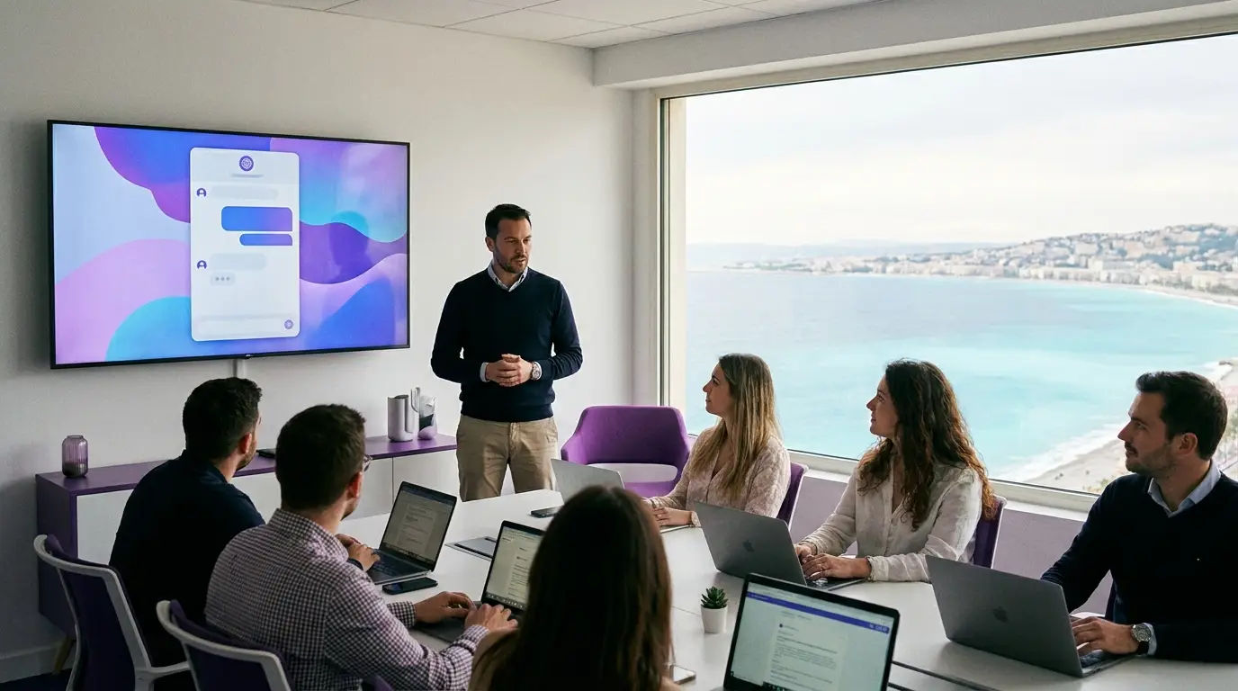 Session de formation à l'intelligence artificielle en entreprise à Nice.