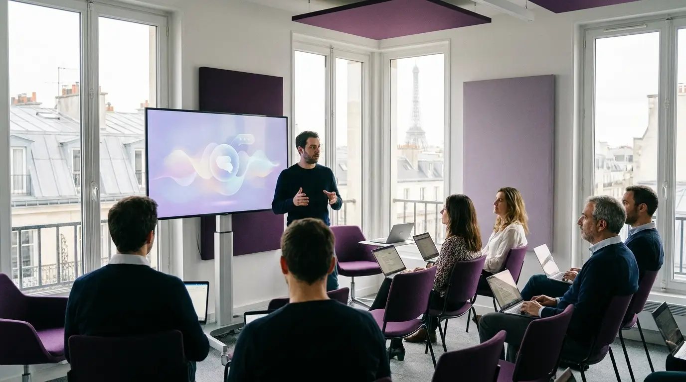 Session de formation à l'intelligence artificielle en entreprise à Paris.