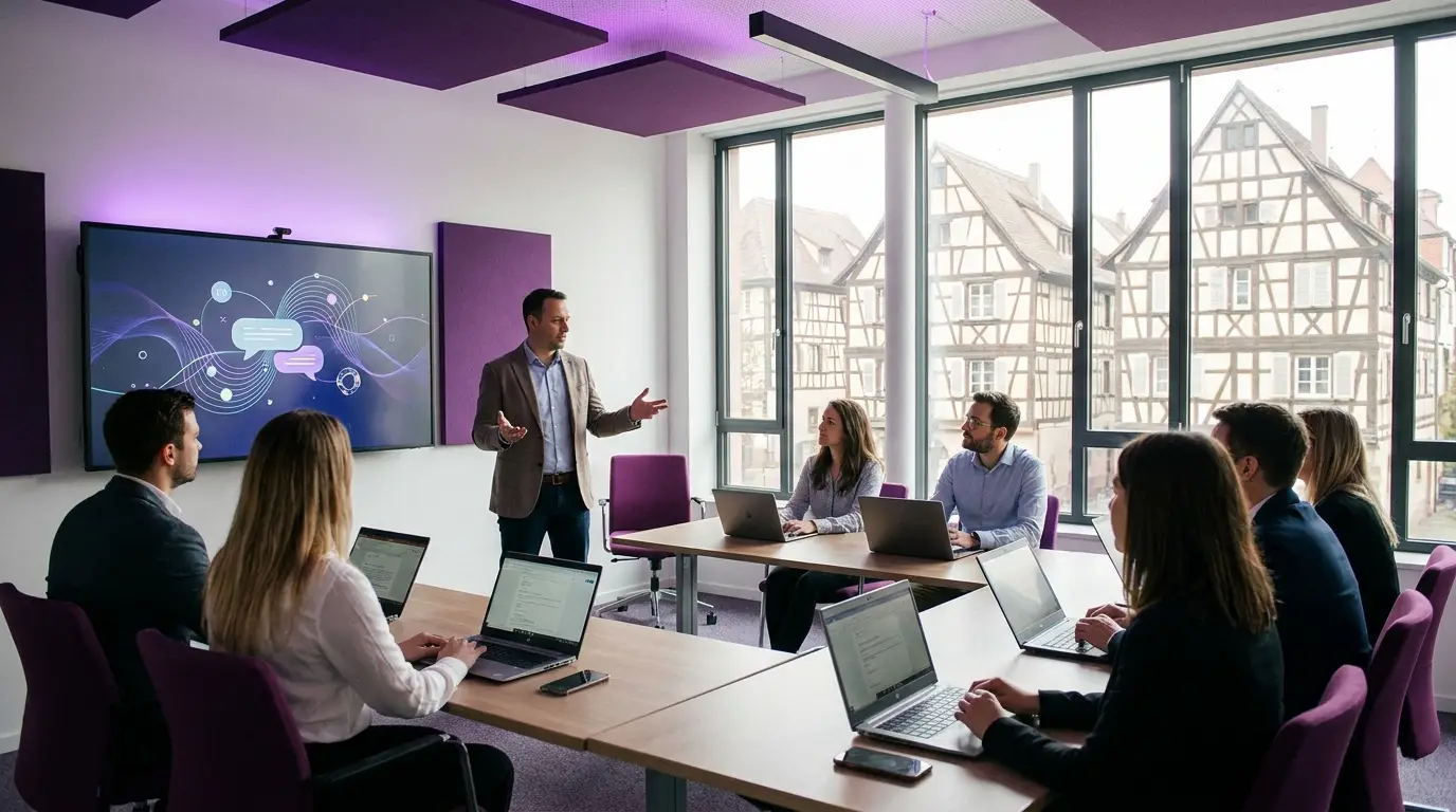 Session de formation à l'intelligence artificielle en entreprise à Strasbourg.