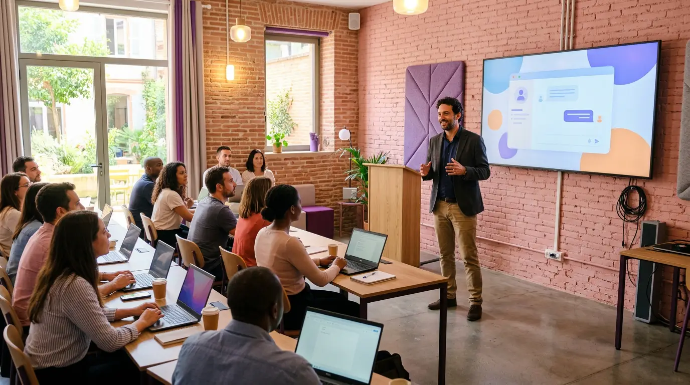 Session de formation à l'intelligence artificielle en entreprise à Toulouse.